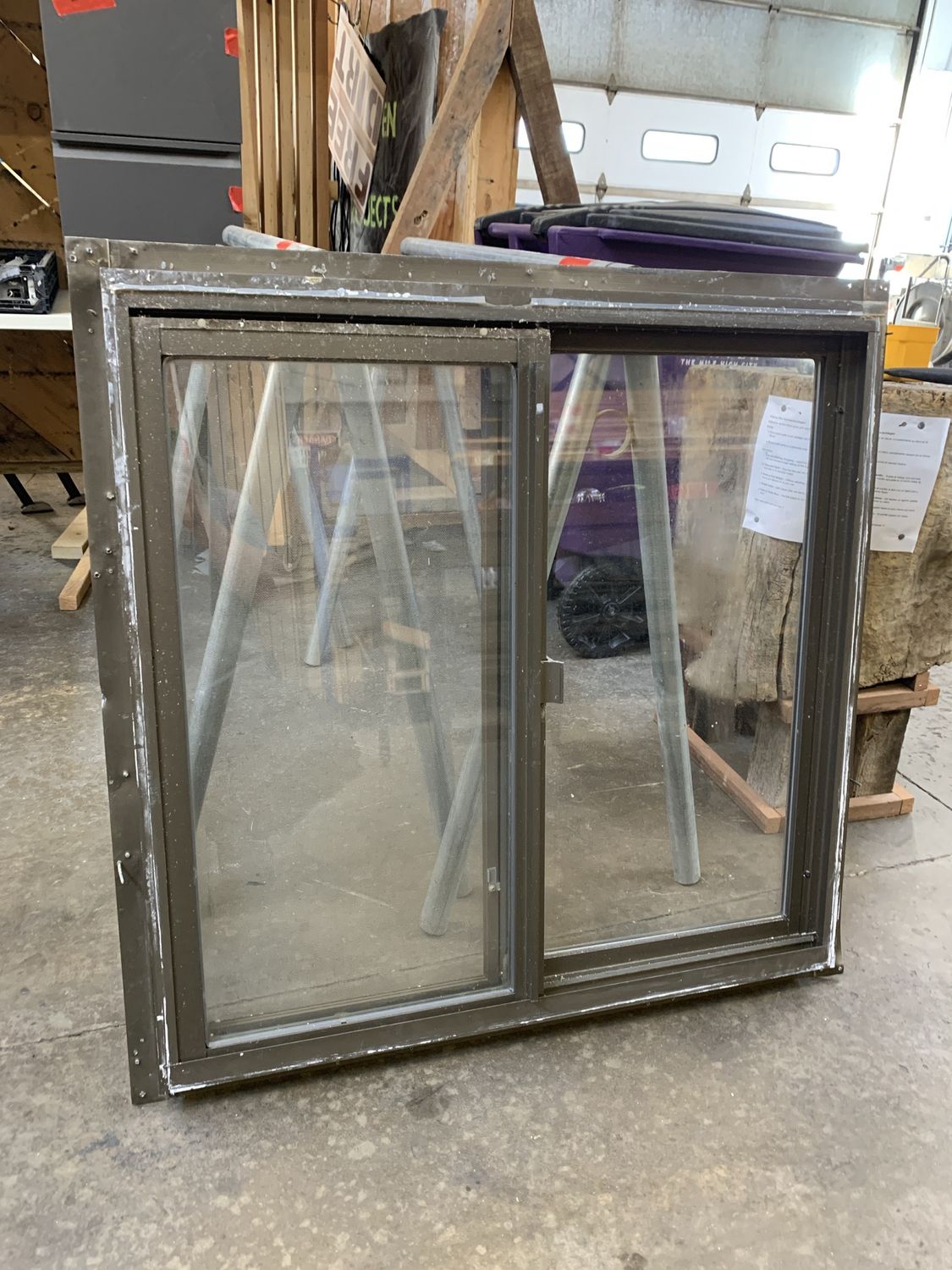 35 ½&quot; x 35&quot; Bronze Aluminum Sliding Window – Dual-Pane Glass with Screen 71.01-3