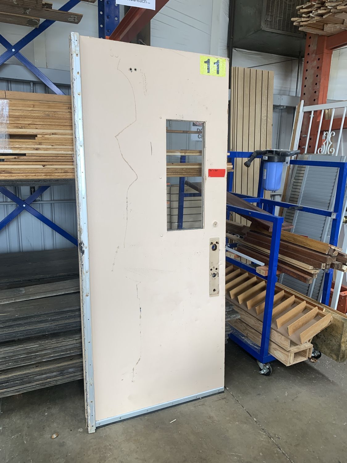36&quot; x 79 ¾&quot; Steel Commercial Door – Vision Lite, Continuous Hinge, Beige Finish 71.04