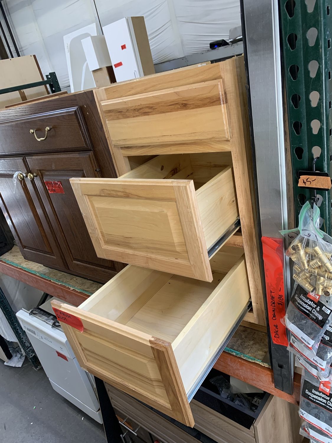 24&quot; x 18&quot; x 34&quot; Natural Wood 3-Drawer Base Cabinet – Full Extension Drawers 617.09