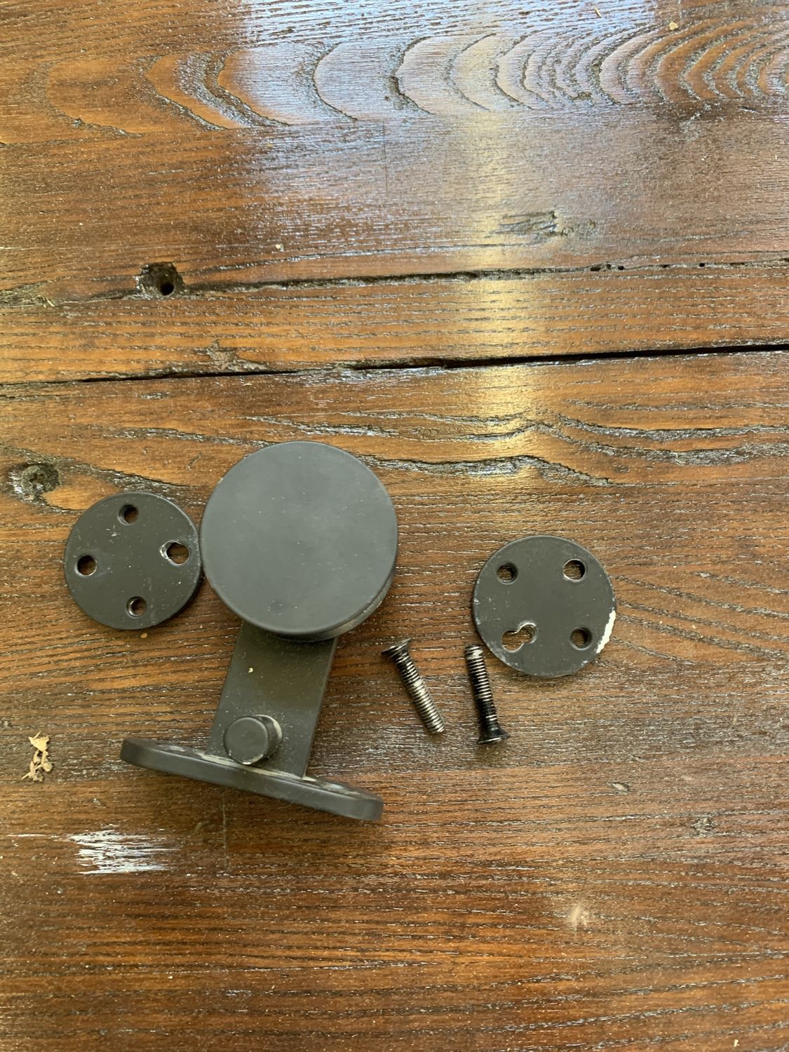 79&quot; Matte Black Surface-Mount Door Rail – 3 Brackets, Handle Tab, Mounting Plates 707.05