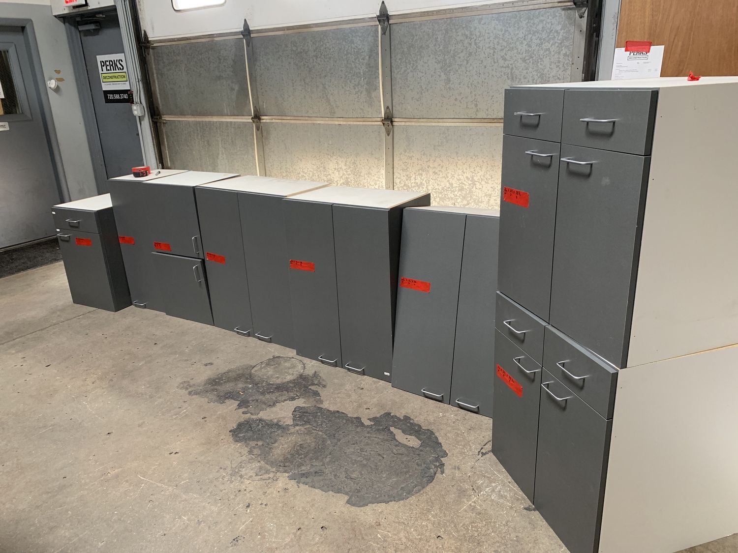 Set of 5 Grey Modular Cabinets - 714.01-5 &amp; 714.12-14