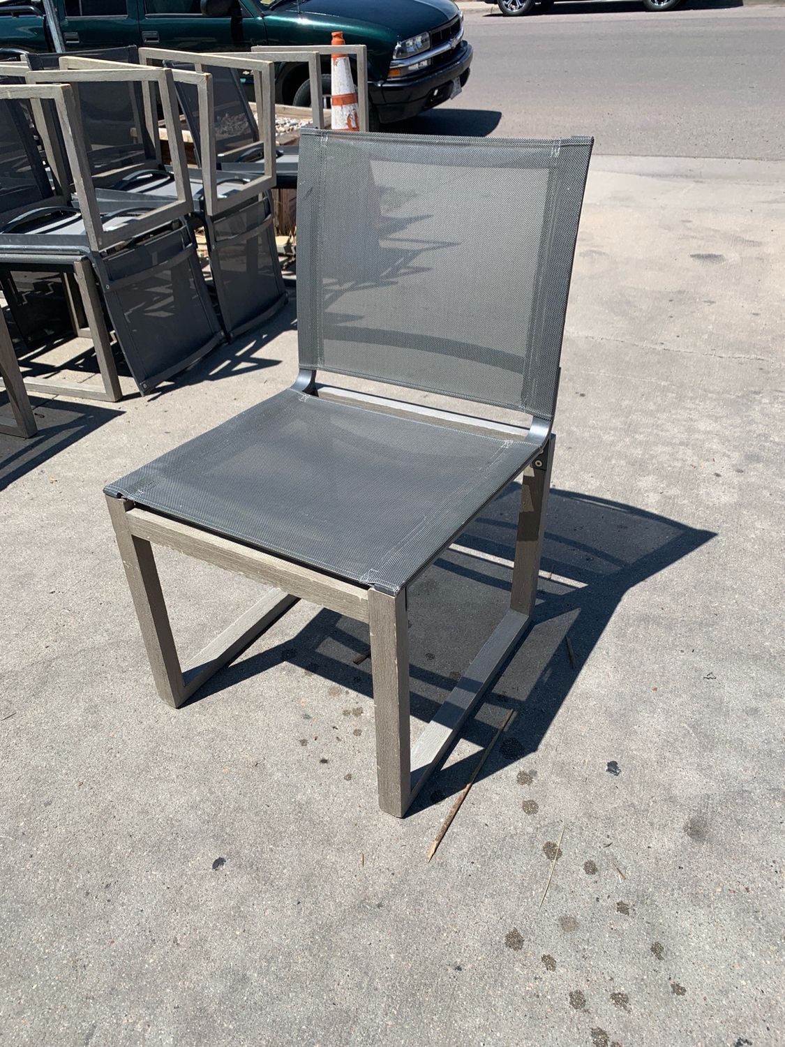 Modern Outdoor Patio Chairs – Mesh Sling Seat, Stackable, 16 Available 721.03