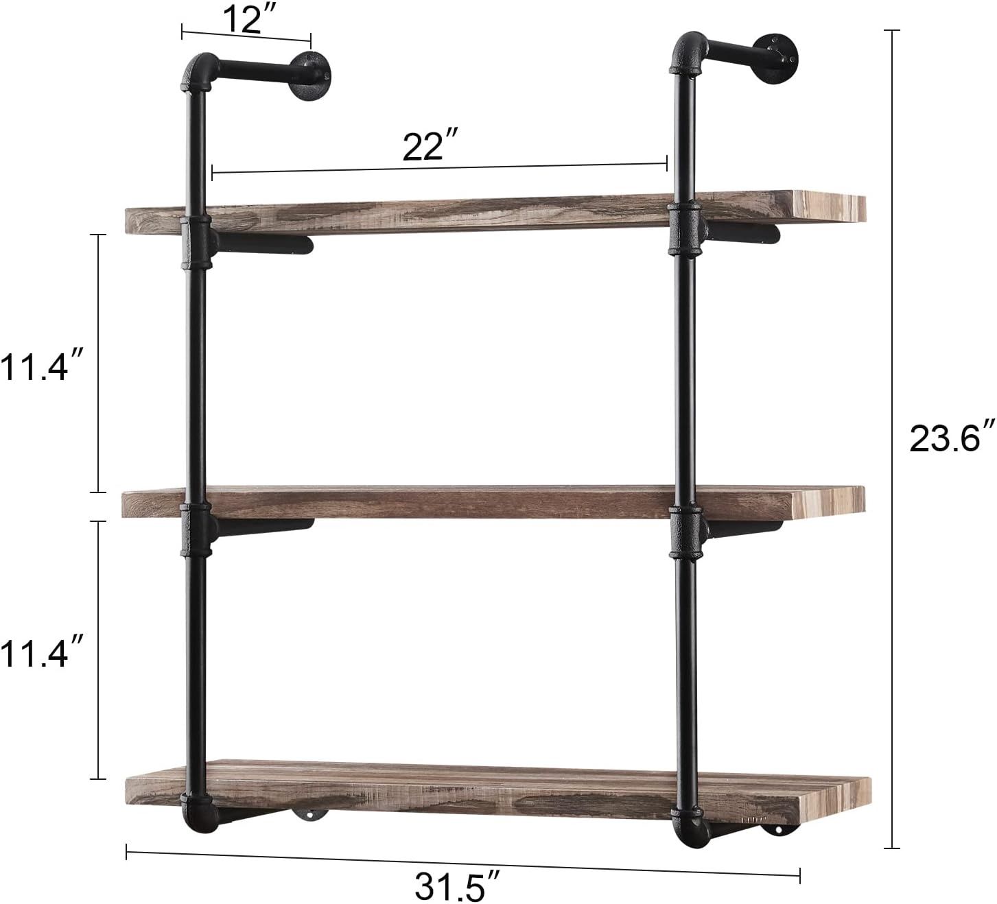 3-Tier Wall Shelf – Brown Finish, Metal Frame, New in Box 721.05
