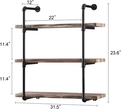 3-Tier Wall Shelf – Brown Finish, Metal Frame, New in Box 721.05