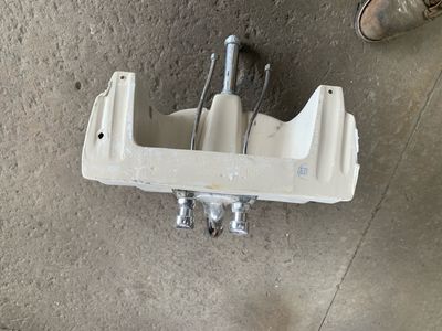 Wall-Mounted Bathroom Sink w/ Faucet &amp; Brackets – Porcelain, Chrome 722.02-05