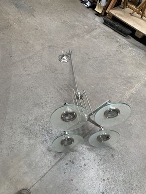 Modern 4-Light Glass &amp; Brushed Nickel Chandelier 728.09