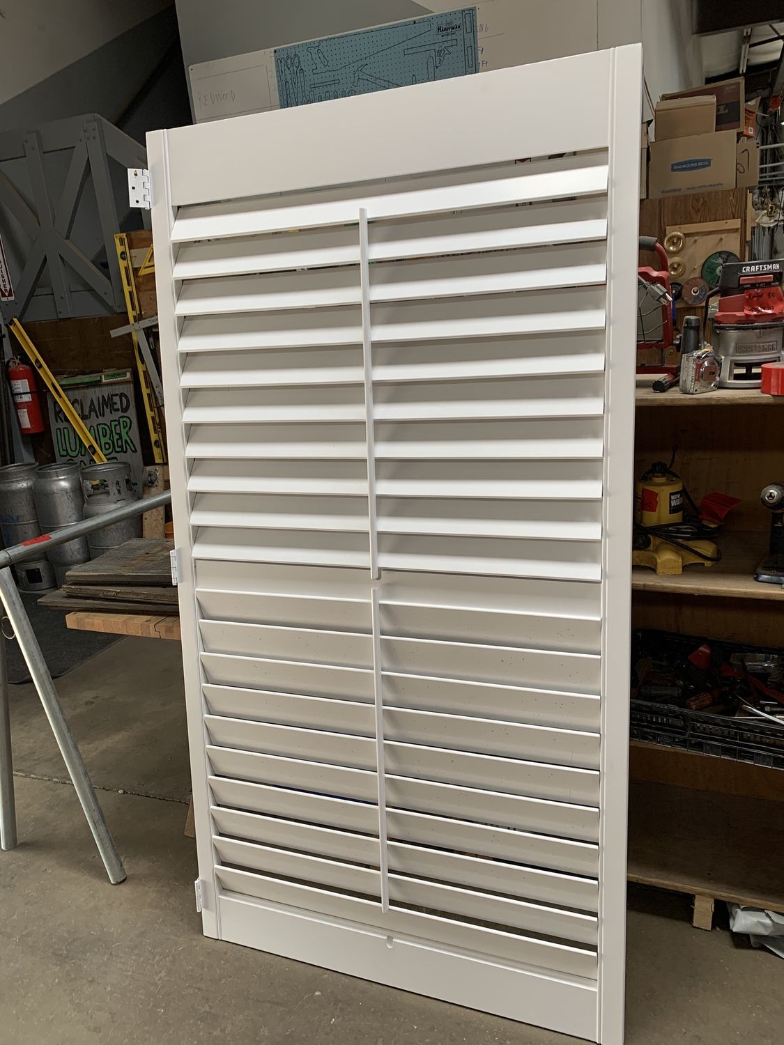 Large White Wood Louvered Shutter Panels – 39 ¾&quot; x 74&quot; 728.10