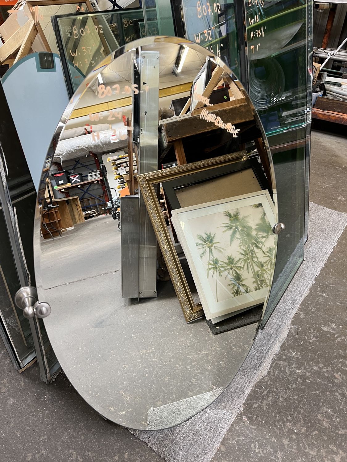 Oval Beveled Wall Mirror with Mounting Brackets – 24 in x 36 in [807.05]