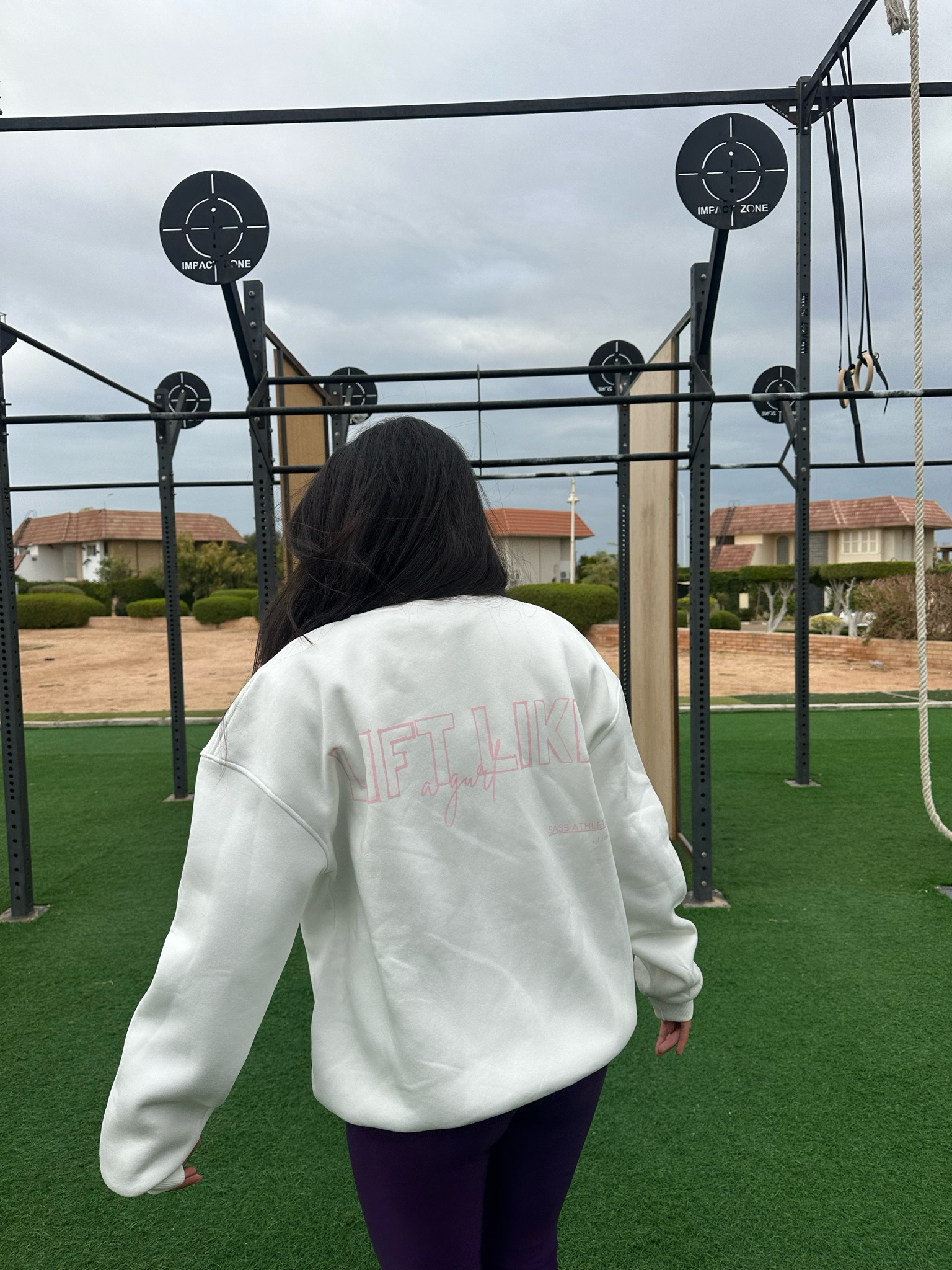 'lift like a gurl' crewneck White