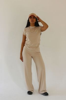 Wide Leg Pants - Oat milk