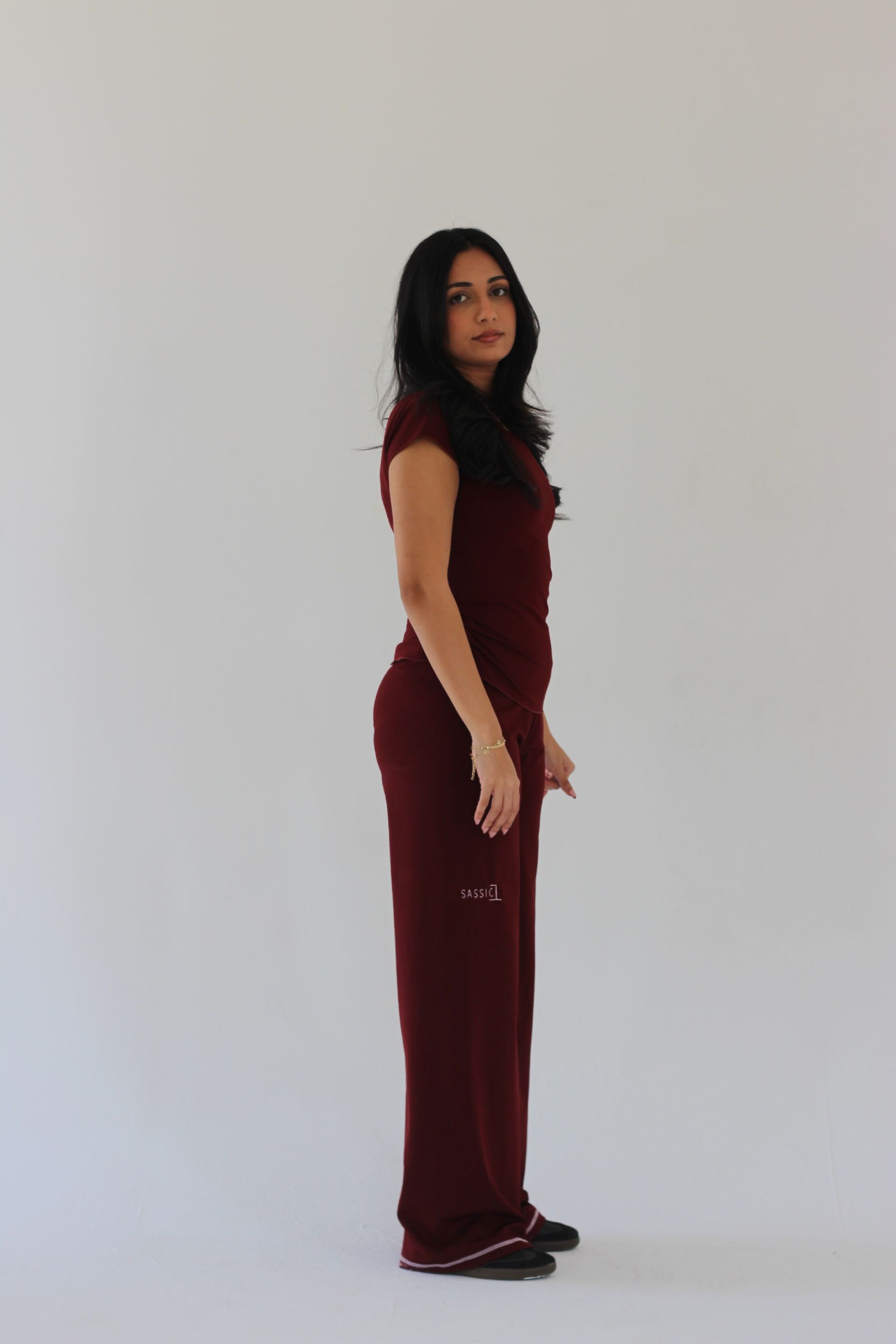Wide Leg Pants - Dark Cherry