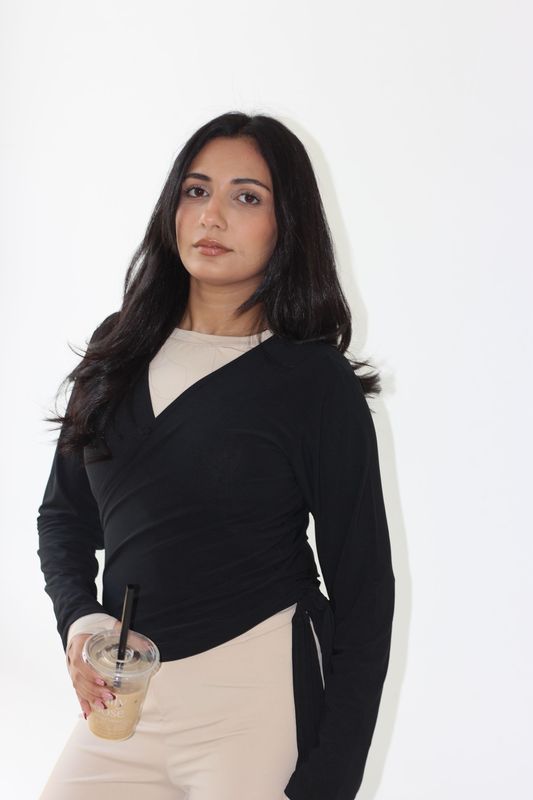 Black Ballet Wrap Top