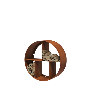 Forno Logg houtopslag vakken rond - Cortenstaal