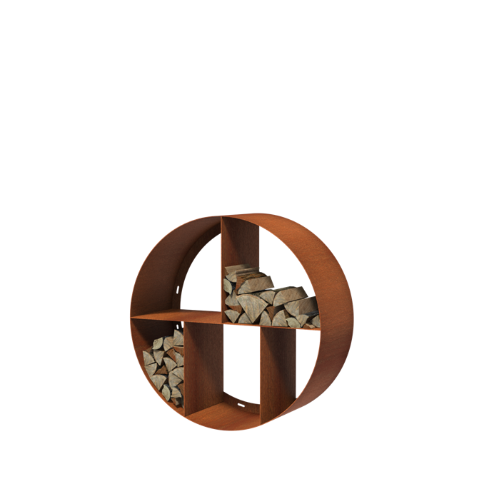 Forno Logg houtopslag vakken rond - Cortenstaal