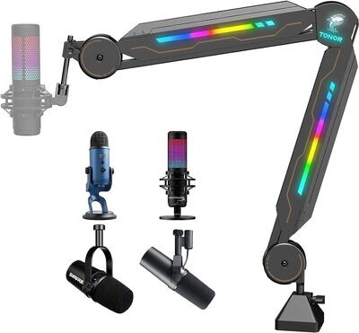 Ramię Wysięgnika RGB, Tonor Regulowany Statyw Mikrofonowy Z Oświetleniem RGB Dla Hyperx Quadcast/blue Yeti/shure Sm7/rode