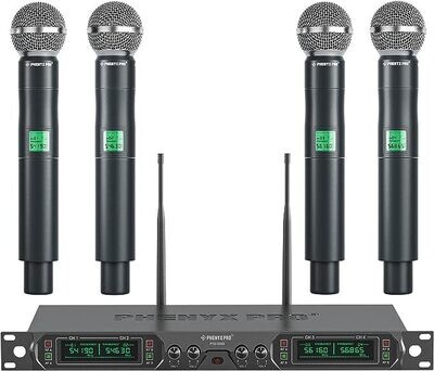Phenyx Pro Bezprzewodowy Mikrofon, 4-Kanałowy Mikrofon Karaoke