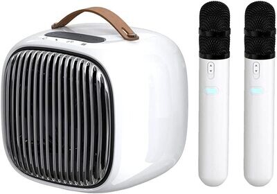 Urządzenie do karaoke, 30 W, Bluetooth, przenośny system PA z 2 bezprzewodowymi mikrofonami, głośnik z uchwytem na telefon komórkowy