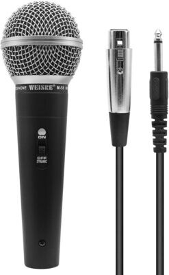 QiCheng&amp;LYS Dynamiczny mikrofon wokalny, profesjonalny jednokierunkowy mikrofon ręczny do sceny, karaoke, nagrywanie śpiewu 5 m złącze XLR (M-58)
