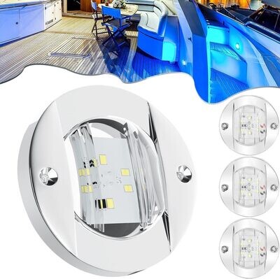 Greluma 4 sztuki Okrągłe Wewnętrzne Łodzie Morskie Oświetlenie LED Z Tyłu Montowane Oświetlenie LED na Kotwicę LED Światła Nocne na Ryby Niebieski Pokład Wewnętrzny IP67 Wodoodporne