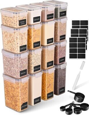LINFELDT® Oryginalne pojemniki na zapasy z pokrywką, hermetyczne - najlepszy pojemnik na zapasy | pudełko do przechowywania kuchni - przechowywanie i organizacja | przechowywanie kuchni, gadżetów kuch