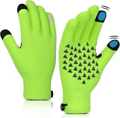 HIKENTURE Dziergane rękawiczki rowerowe, zimowe, wodoszczelne, dla mężczyzn i kobiet, antypoślizgowe, wiatroszczelne, termiczne, na rower, zimowe, ciepłe