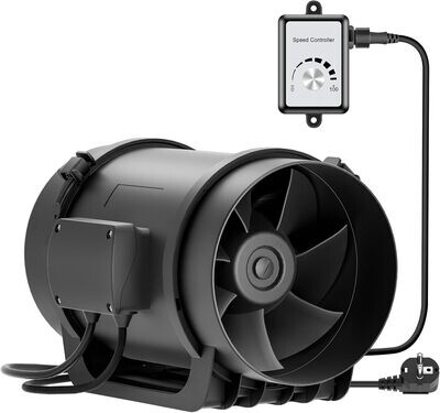 Regulowany wentylator wylotowy 200 mm - HG Power mocny wentylator inline, energooszczędny, cichy wentylator kanałowy, do łazienki, kuchni, łazienki, garażu itp