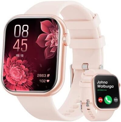 Smartwatch Odpowiedź/Wykonuj połączenia,1.85 Smartwatch pełny ekran dotykowy,wodoodporny sportowy zegarek IP67,Fitness Smart Watch z tętnem tlenu we krwi dla Androida i iOS