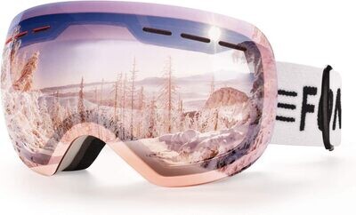 FONHCOO Gogle narciarskie męskie OTG dla osób noszących okulary, Ochrona UV Lustrzane okulary narciarskie Antifog Gogle narciarskie dla kobiet