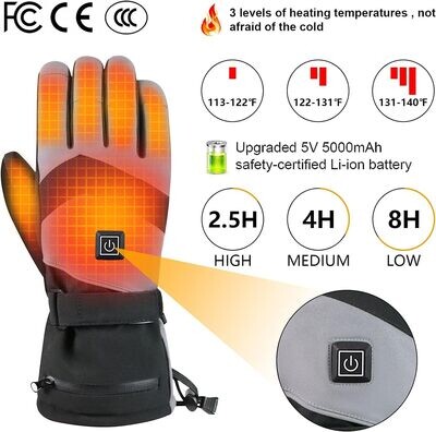 iHEAT Ogrzewane rękawiczki, 5000 mAh, ogrzewane rękawiczki dla kobiet i mężczyzn, 3 temperatury ogrzewania, wodoszczelne, do obsługi ekranów dotykowych, podgrzewane rękawice motocyklowe do aktywności