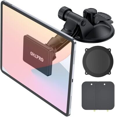 OHLPRO Magnetyczny uchwyt na tablet na przednią szybę samochodu, super mocny magnes, uchwyt na deskę rozdzielczą, przyssawka, lepki żel na deskę rozdzielczą, do wszystkich iPadów, iPadów, Air, iPadów,