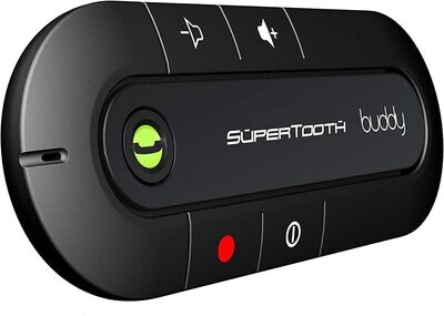 SuperTooth Buddy zestaw głośnomówiący Bluetooth Visor Speakerphone samochodowy do smartfonów, kompatybilny z iPhone, Samsung, Huawei, Google i innymi smartfonami komórkowymi, czarny