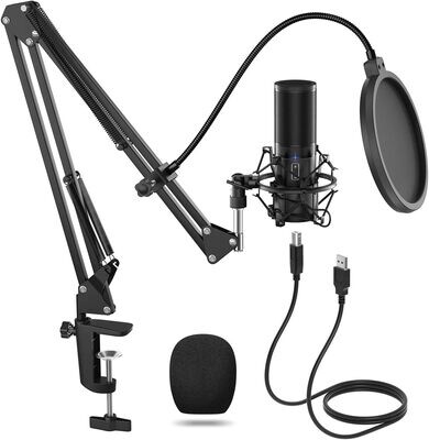 Zestaw mikrofonowy USB TONOR Mikrofon pojemnościowy komputerowy kardioidalny do podcastów, gier, filmów z YouTube, transmisji strumieniowych, nagrywania muzyki, transmisji głosu, Q9