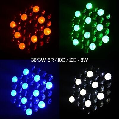 BETOPPER Ruchoma głowica LED, oświetlenie punktowe, 8 kolorów, 36 × 3 W, RGBW z 9/11 kanałami, na imprezę, dyskotekę, pokaz DJ DMX-512