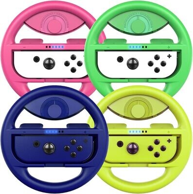 COODIO Kierownica do Switch, Kierownicy kompatybilny z Mario Kart / Nintendo Switch Joy-Con Kontroler - Deluxe 4 Paczki