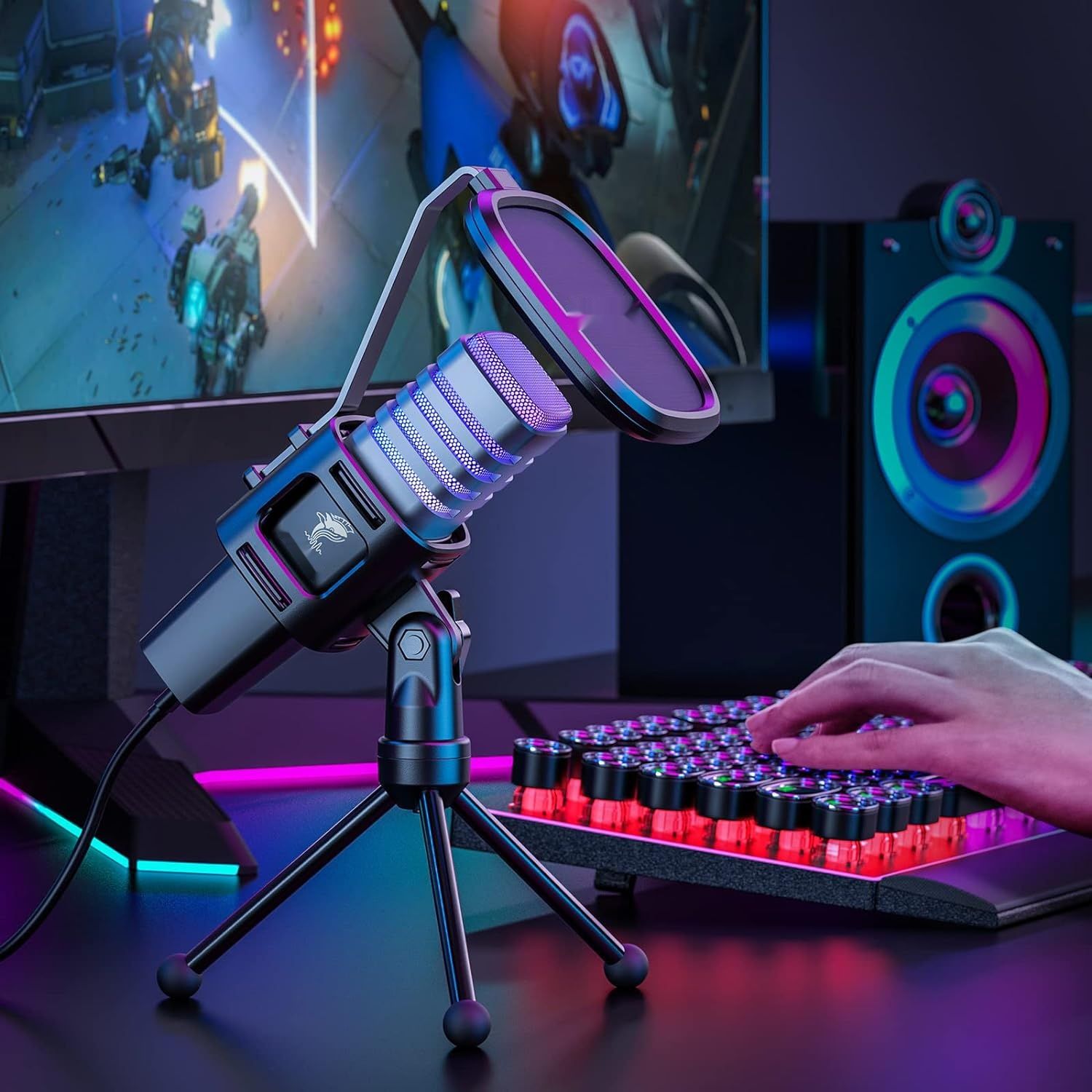 TONOR Gaming USB Mikrofon PC RGB Mikrofon Streaming Podcast Studio Kardioidalny