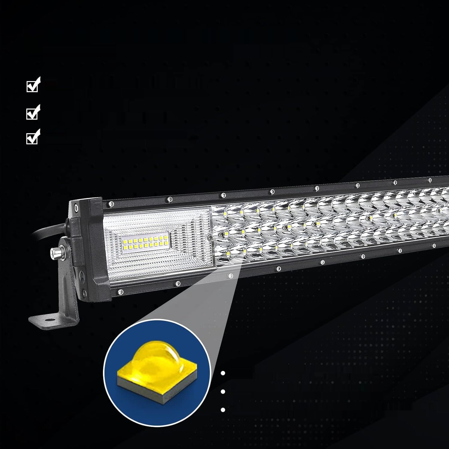 Auxtings LED Light Bar 22/32/42 cali, 3-Row 7D, DC 12-24 V, 6000 K, do pojazdów terenowych.