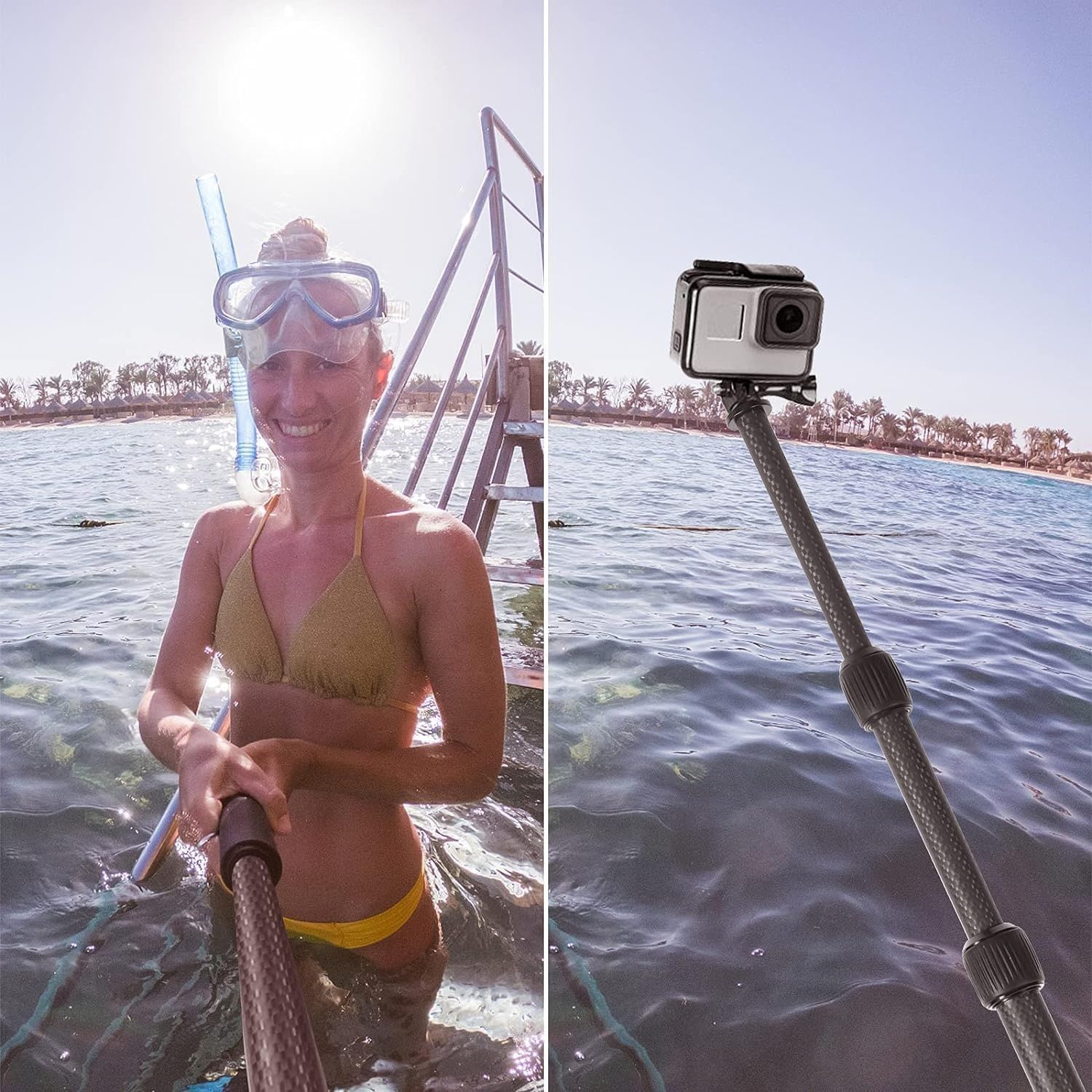 Smatree Wysuwany Kij Z Włókna Węglowego Zgodny z GoPro, DJI, AKASO, Insta 360