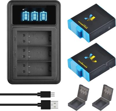 DuraPro 2 x Akumulator + Ładowarka USB 3 gniazda LED i port Type C do GoPro Hero