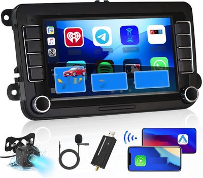 Hikity DAB/DAB+ Android 13 Radio z nawigacją GPS dla VW Golf 5 Golf 6 Polo Skoda Passat, 7-calowe bezprzewodowe Apple Carplay Android Radio z Bluetooth FM RDS SWC USB Kamera cofania