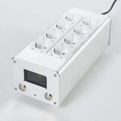 Pailvens Mains Filter Power Strip HiFi 8-drożny z LCD, ochroną 15 A, srebrny