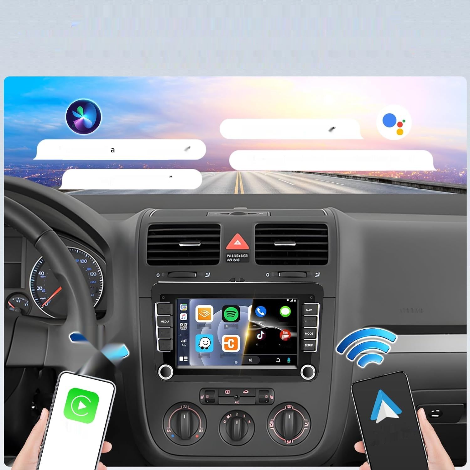 Radio samochodowe 2 DIN Android 13 z Carplay, GPS, BT, Canbus + kamera AHD