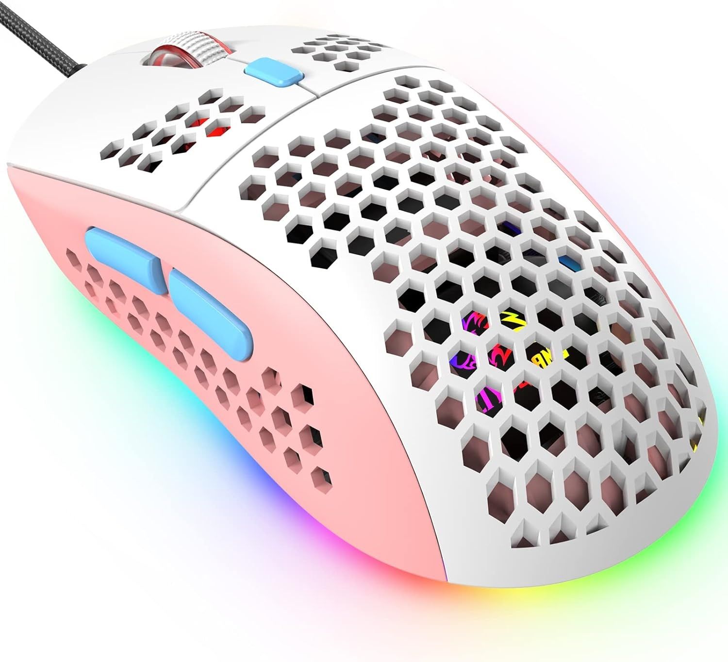 KUIYN 383 PRO Ultralekka Przewodowa Mysz Gamingowa, 6 DPI, RGB, USB.