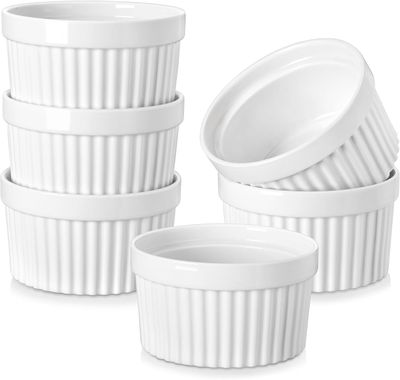 MALACASA Seria Ramekin zestaw 6 miseczek do sufletu 380 ml, białe