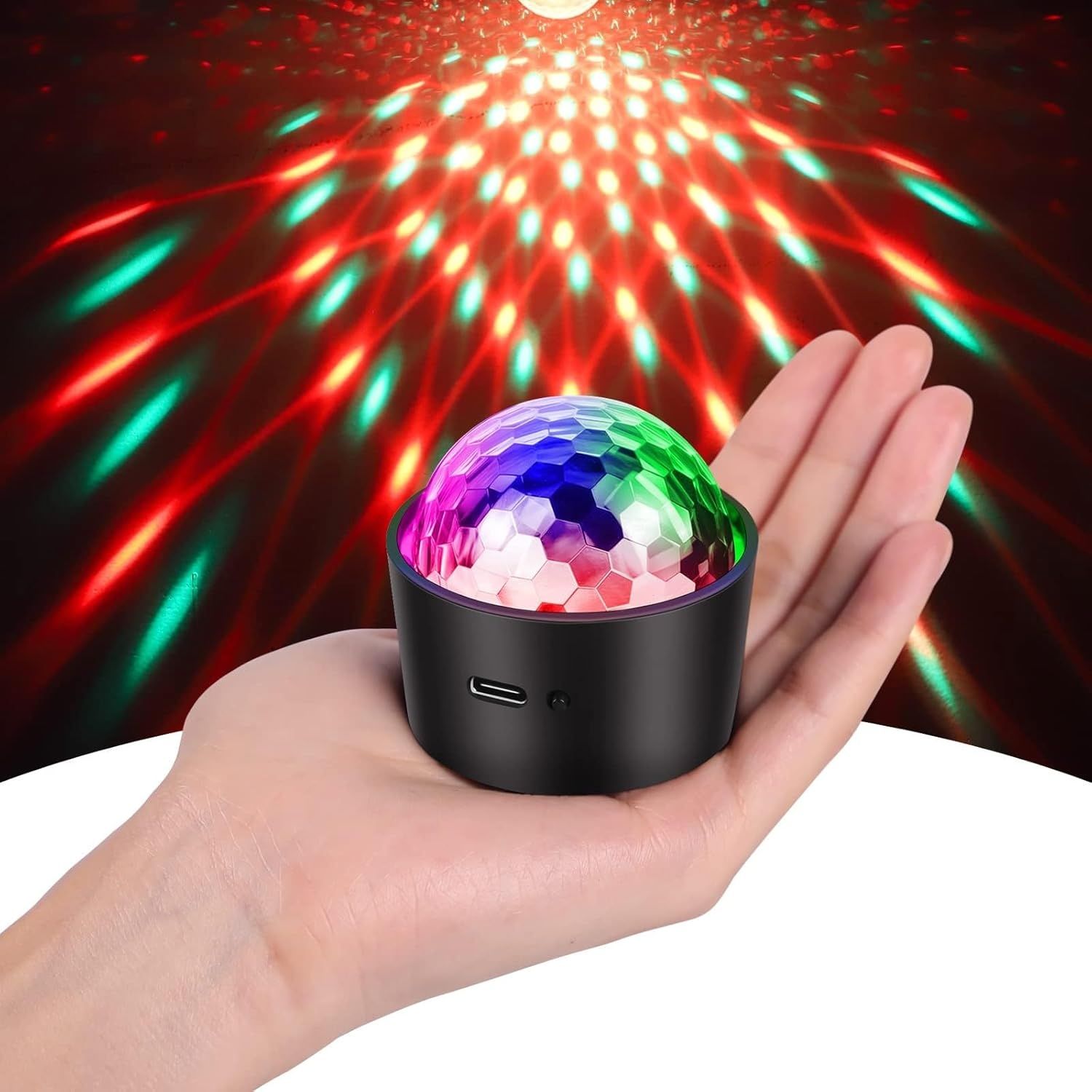 SEBRUANC Disco Light LED Sterowane Muzyką, 380 mAh USB Typu C DJ Kula