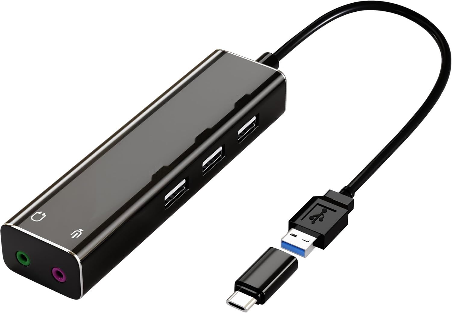 Kinetxiaxia Zewnętrzna karta dźwiękowa USB 2.1 Hub - USB Audio Adapter