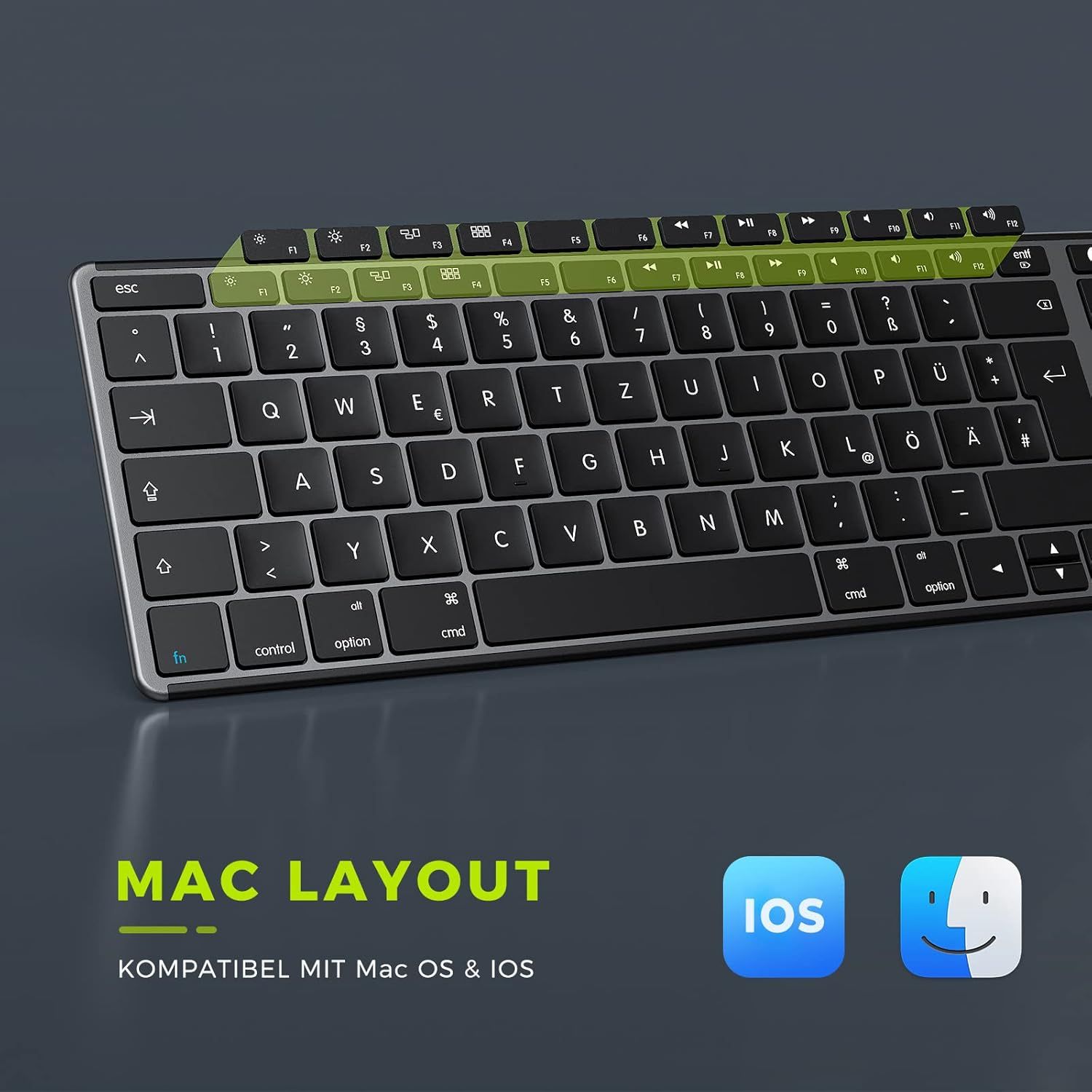 seenda Klawiatura Bluetooth do Mac/iPad/iPhone, bezprzewodowa klawiatura wielofunkcyjna
