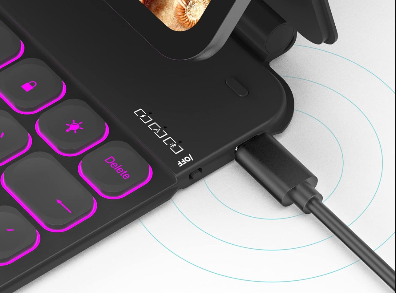 seenda Klawiatura Bluetooth z etui, kompatybilna z iPad Pro 12,9 cala, bezprzewodowa klawiatura z białym podświetleniem, czarna