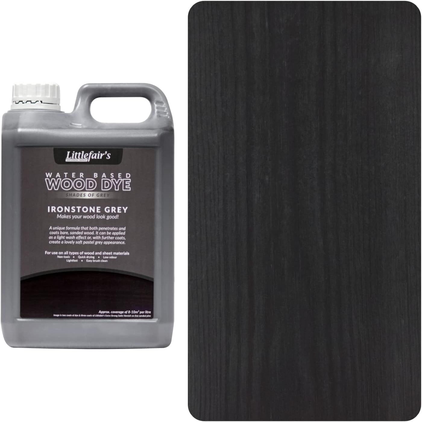 Littlefairs lazura do drewna i barwnik na bazie wody - zakres pastelowy (2,5 l, szary Ironstone Grey)