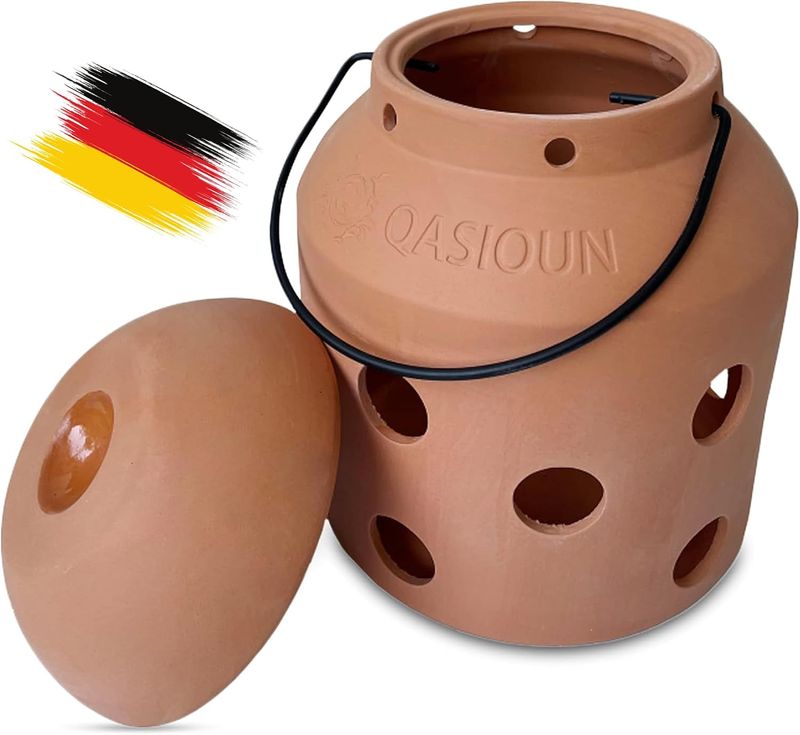 Ekologiczna terakota – do małych szklarni i inspektów | glazurowana miska na olej w pokrywie |