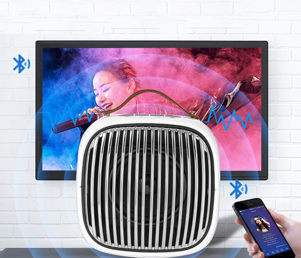 Urządzenie do karaoke, 30 W, Bluetooth, przenośny system PA z 2 bezprzewodowymi mikrofonami, głośnik z uchwytem na telefon komórkowy